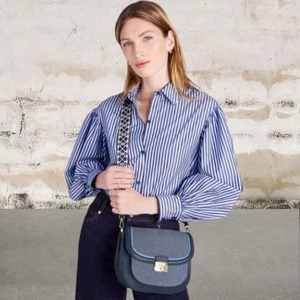 Bolso grande Kate Spade nuevo sin etiquetas Voyage Chambray sarga con correa KS - Imagen 1 de 8