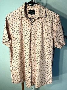 Rodd & Gunn Sports Fit 100% Baumwolle Pale Peach Leafy Kurzarm Knopfleiste Gr. L - Bild 1 von 6