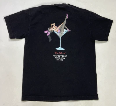 Playboy Pin Up Sexy Niña Tokyo Club Gráfico Camiseta Mujer Mediana Negra Foto 1 de 4