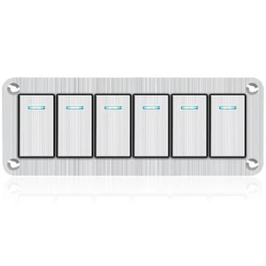 6 Gang Aluminum Rocker Switch Panel - 12V/24V Switch Panel 3 Pin ON/Off Pre-W... - Picture 1 of 7