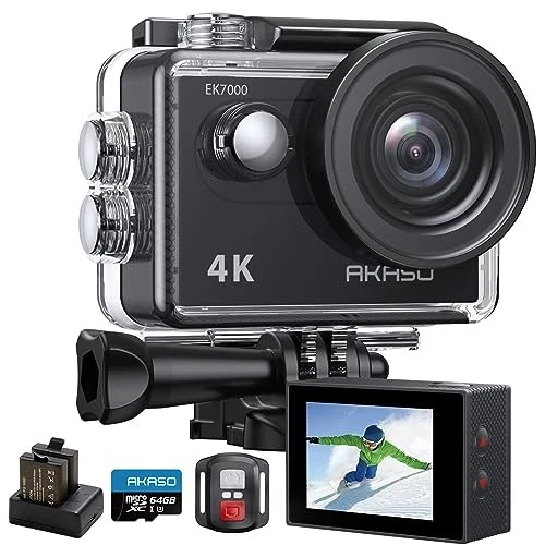 AKASO Action Camera EK7000 4K 20MP with 64GB Memory Card, Underwater Camer [NEW] - Image 1 of 4