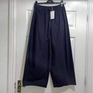 COS ELASTICATED BARREL-LEG TROUSERS - NAVY - SIZE 8 - Picture 1 of 3