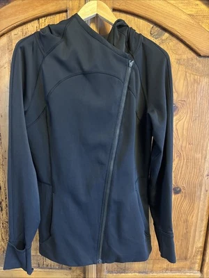 Lululemon Asymmetrical Zipper Black Hoodie Jacket Size 12 - Image 1 of 3