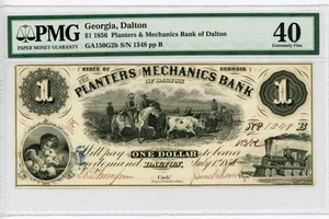 1856 $1 Planters and Mechanics Bank of Dalton, GEORGIA Note - PMG XF 40 - Picture 1 of 2