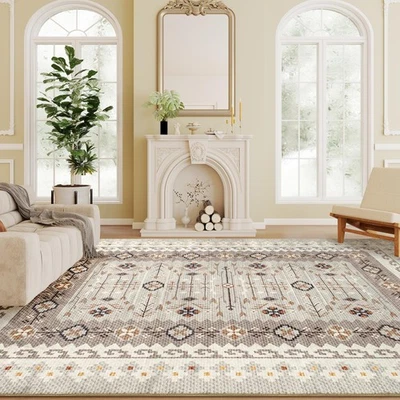 Alfombra de área 4x6, alfombra lavable a máquina, cubierta de piso antideslizante con estampado floral boho para... Foto 1 de 4