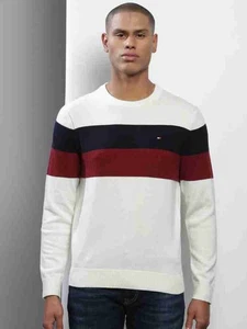Tommy Hilfiger Men’s Color Block Sweater White Size XL New MSRP$79 - Picture 1 of 7