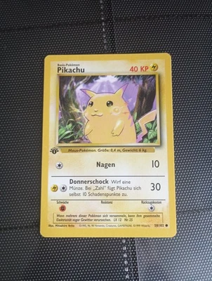 1st Edition GERMAN Pikachu (Yellow Cheeks) 58/102 Pokemon Near Mint! - Image 1 of 2