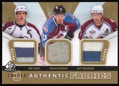 2012 SP Game Used Sakic Hejduk Bourque Triples Patch /15 #AF3-SHB Avalanche - Image 1 of 2