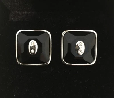 Swarovski Crystal Cufflinks.  Black And Silver. - Image 1 of 4