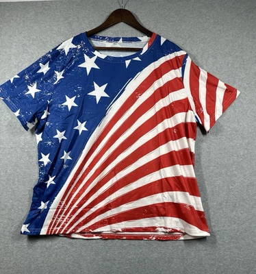 Camisa Top Mujer 3XL Mangas Cortas Diseño Bandera NUEVA Informal Divertida Patriótica 4 de Julio Foto 1 de 4