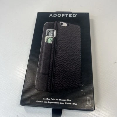 Funda de teléfono negra con ranuras para tarjetas Folio de cuero adoptada para iPhone 6 Plus Foto 1 de 4