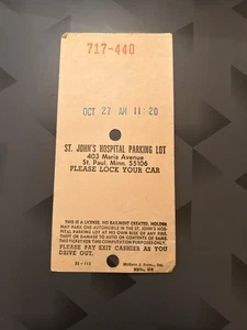 St John's Hospital, St Paul, MN, Parking Stub, 1970s - Picture 1 of 3