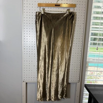Falda Larga Vintage Anne Klein Para Mujer 10 Terciopelo Dorado Cremallera Longline Vacaciones Foto 1 de 4