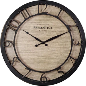 Reloj de Pared Serie Granja 13", Movimiento Cuarzo, Estilo Shiplap, Elevado 3D Árabe - Imagen 1 de 12
