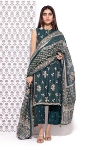 Khaddi New Embroidered Three Piece Stitched Kameez Shalwar With Dupatta - Picture 1 of 4