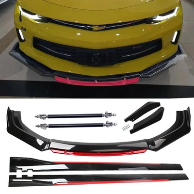 Gloss Black Red Front Lip Chin Bumper Spoiler Splitter For Chevrolet Camaro Body - Изображение 1 из 4