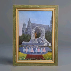 Peinture huile sur toile paysage architecture danseuse étoile, Tableau vintage - Imagen 1 de 11