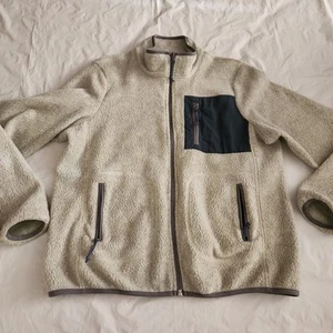 Giacca pile uomo Orvis Stowe sherpa blu panna taglia media full zip - Foto 1 di 4