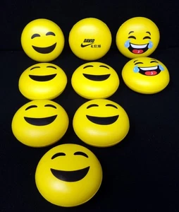 NIKE 9 Round Yellow Smiley Face Squeeze Balls - Picture 1 of 1