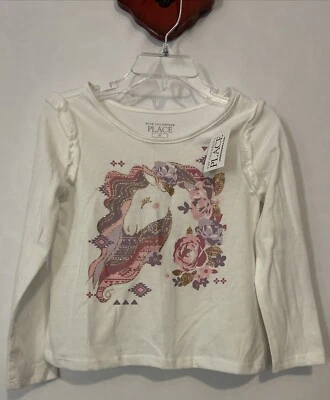 Camisa Manga Larga The Children’s Place Girls 2t Marfil Unicornio Brillo ¡NUEVA CON ETIQUETAS! A2079 Foto 1 de 2