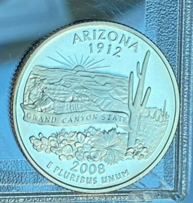 2008-S proof (clad) Arizona quarter; DCAM from mint proof set - Image 1 of 3