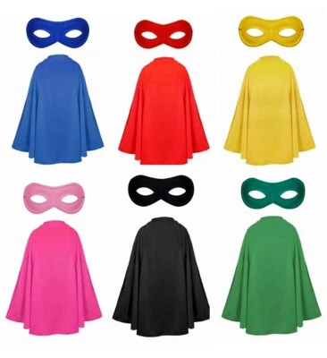ADULTS SUPERMAN SUPER HERO CAPE EYE MASK RED FANCY DRESS BOOK DAY ACCESSORY - Image 1 of 2