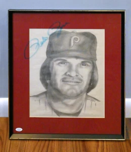Unique Original PETE ROSE Pencil Portrait Signed by the HIT KING in 1979 JSA COA - Picture 1 of 11