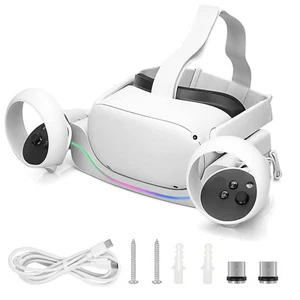 For Oculus Quest 2 VR Headset Magnetic Fast Charging Dock Station Stand Set - Picture 1 of 7