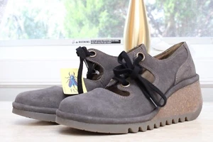 Neu - FLY London - Lederschnürung Mary Janes - Nely - grau - EU 38 US 7 - 7,5 - Bild 1 von 10