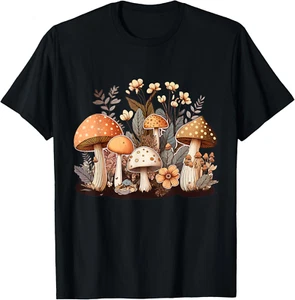 Cute Cottagecore Mushroom Aesthetic Girls Women Graphic T-shirt - Picture 1 of 4