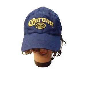 Corona Strapback Baseball Mütze blau gelb gesticktes Logo Bier Freizeit - Bild 1 von 8