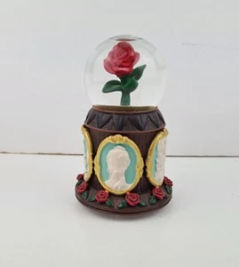 Disney Beauty and the Beast Rose Snow Globe Musical Wind Up 1991 Vintage - Picture 1 of 8
