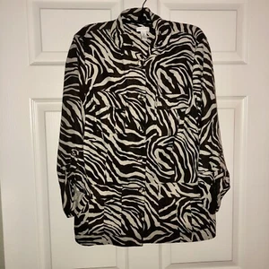 Chicos 2 Animal Print Jacket 3/4 Sleeve Brown Beige Gold Fitted Pockets Buttons - Picture 1 of 12