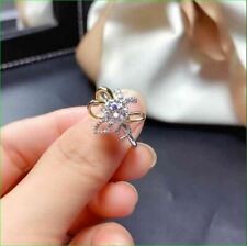 2.53 Ct Round Real Moissanite Cluster Engagement Ring 14K Two Tone Gold Plated