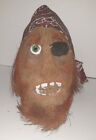 Vintage Carved Coconut Shell Pirate Head Tiki Bar Decoration