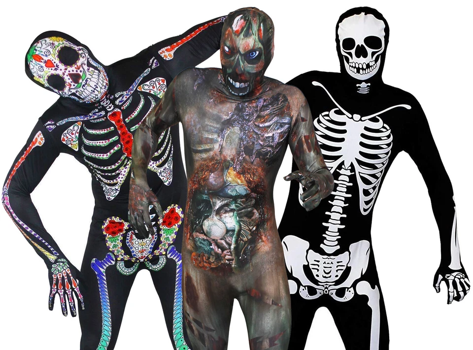 ILOVEFANCYDRESS TRAJE DE PIEL DE HALLOWEEN ADULTO HOMBRE DISFRAZ DISFRAZ ESQUELETO ZOMBIE SKINSUIT