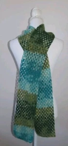 New Handmade Angora Wool Blend Green Gradient Scarf 6x76" Soft - Picture 1 of 3