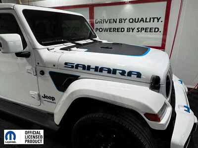 Adesivos gráficos de vinil letras capô Jeep Wrangler Sahara compatível com 2018-2025 - Imagem 1 de 4