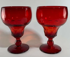 Lot 2 Ruby Red Amberina Fenton Georgian Water Goblets Viking - Picture 1 of 2