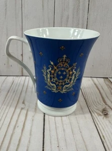 Royal Crest Emblem Themed Teacup, blue, and gold - Picture 1 of 10
