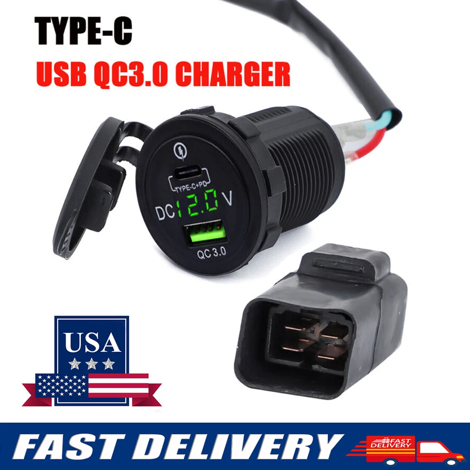 For Kawasaki Versys650 1000 VersysX300 Ninja400 650 TYPE-C USB QC3.0 Charger US Foto 1 de 4