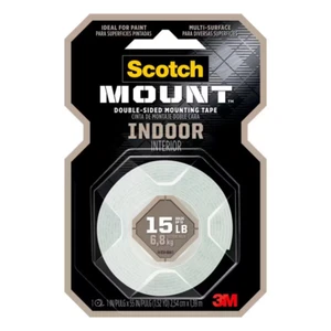 Permanent Double Sided Indoor Mounting Tape, 1 in. x 1.52 yds. , White, 1-Roll - Picture 1 of 11