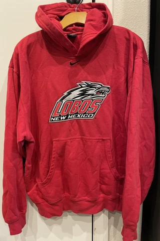 VTG Nike Center Swoosh Pullover Hoodie UNM Lobos New Mexico Red Size Medium Cover