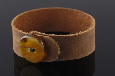 正品 BALTIC AMBER 天然皮革 UNISEX 男式表带手链 9.2 克 191128-3 — 第 1/3 张图片