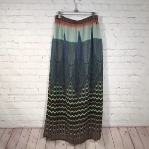 Maxi Falda Anthropologie Maeve Motivo Negro Pavo Real Chevron Gasa Mujer Mediana - Imagen 1 de 10