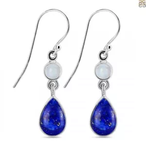 Attractive Natural Lapis Lazuli Pear Shape 925 Sterling Fine Jewelry Earrings - Picture 1 of 7