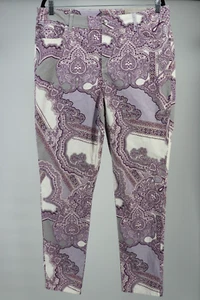Chico's 2.5 Pants Womens Size 14 Jeggings Paisley Purple High Rise Pockets New - Picture 1 of 10