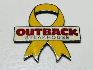 Outback Steakhouse Restaurant Hat Lapel Pin Badge Yellow Ribbon Military Solider - Picture 1 of 2