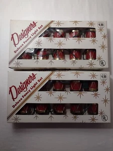 Vintage Christmas Lights Plastic Drums 2 Sets Designers Deluxe Fancy Light NOS - Picture 1 of 5