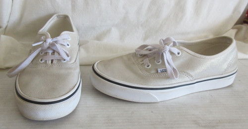 VANS FURGONI BAMBINA FUORI MURO BIANCO GLITTER STRINGATI RUNNER TAGLIA 7.0